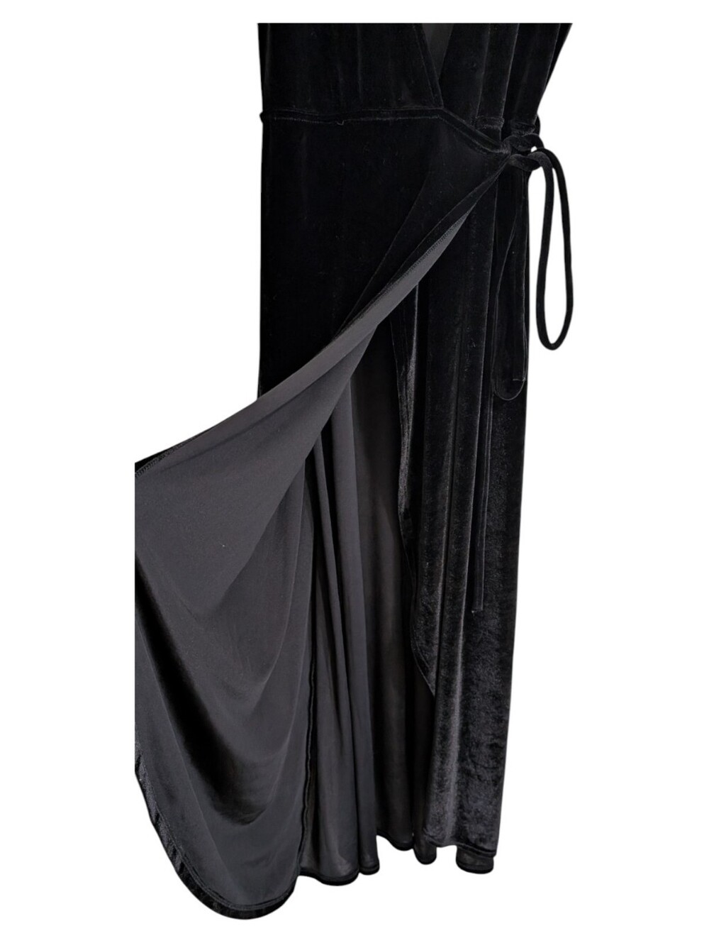 BHLDN Thrive Black Velvet Wrap Midi Dress Size Large - Picture 4 of 6